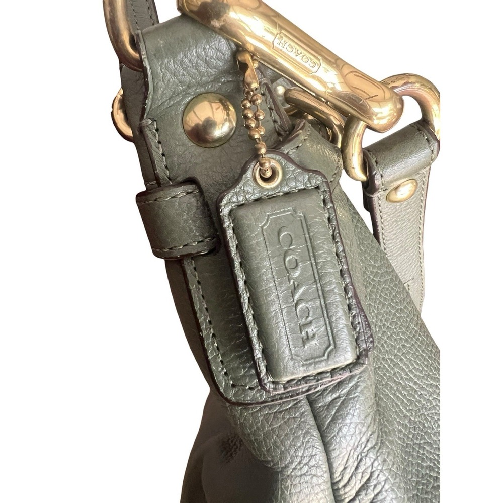 Coach Soft Pebbled Leather Green Shoulder Bag Brooke H1194-F17165 Gold Accents - Picture 11 of 16